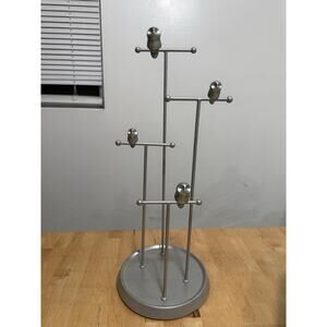 Umbra Loft Silver Owl Jewelry Stand Organizer 5-Tier Branch Design Metal Base 17